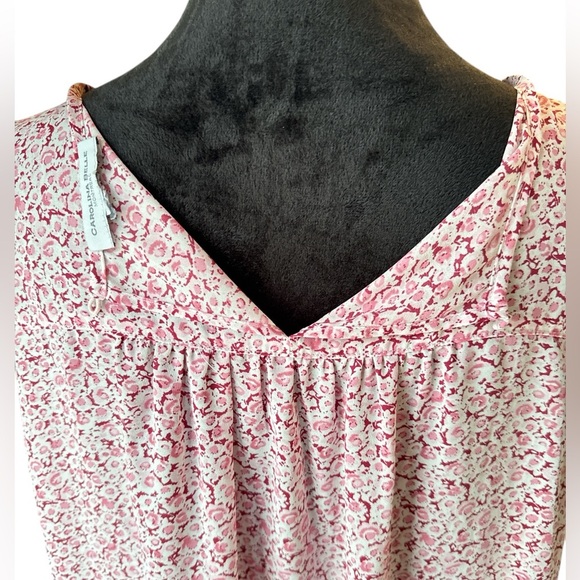 Carolina Belle Montreal Pink Floral Sleeveless Pleated Blouse Tank Top size XXL - Picture 7 of 9